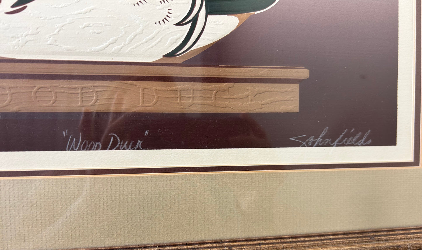 Vintage Textured Duck Artwork Signed