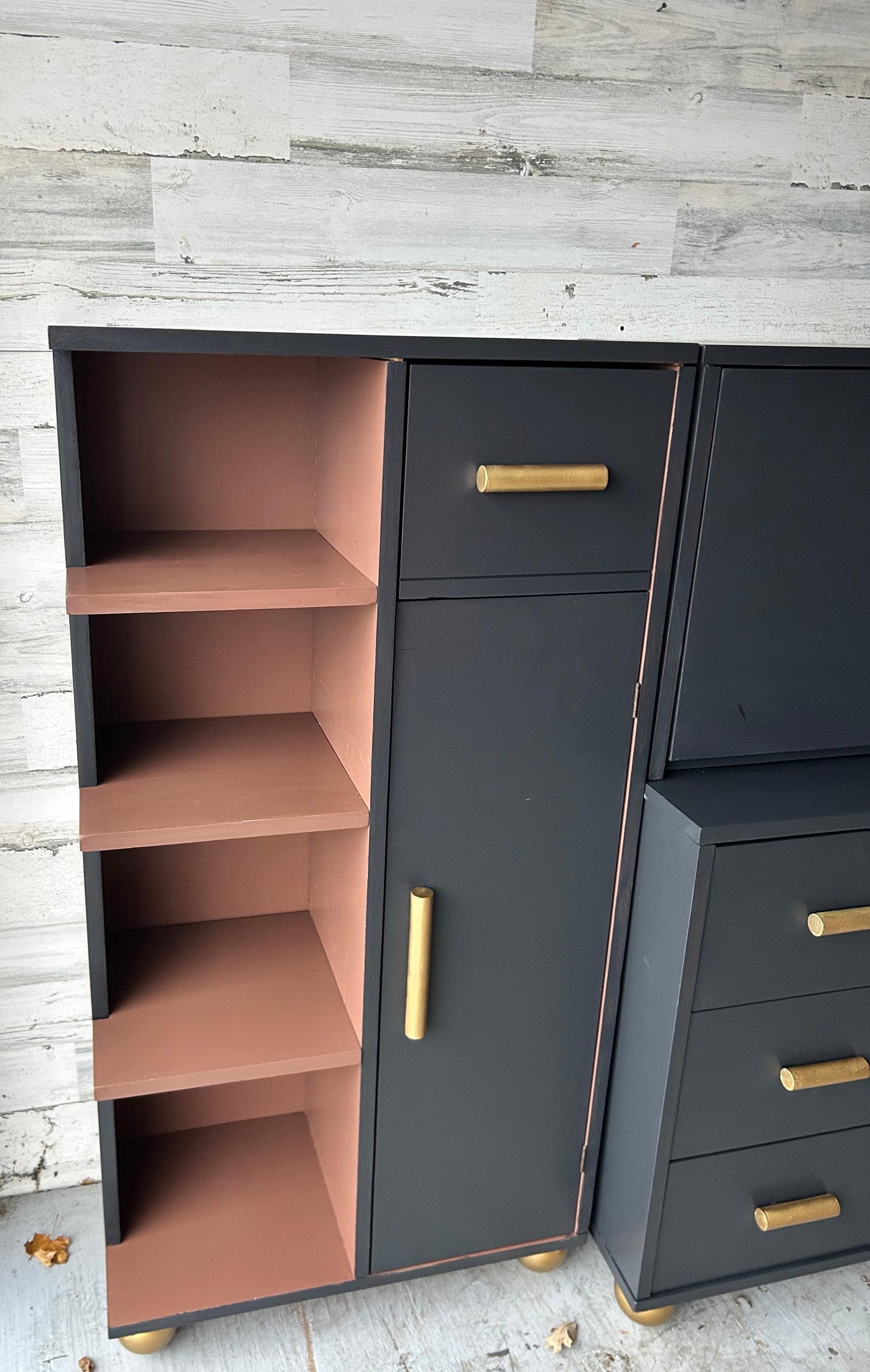 Vintage Mid Century Shelving Desk Cabinet