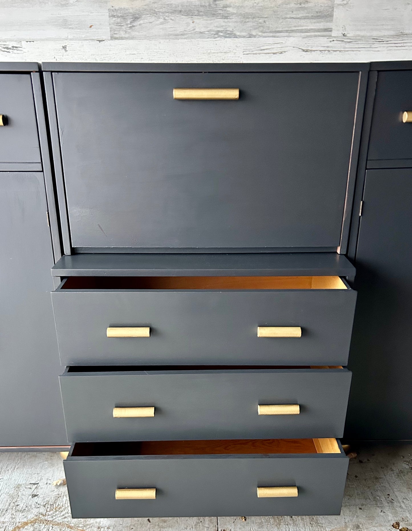 Vintage Mid Century Shelving Desk Cabinet