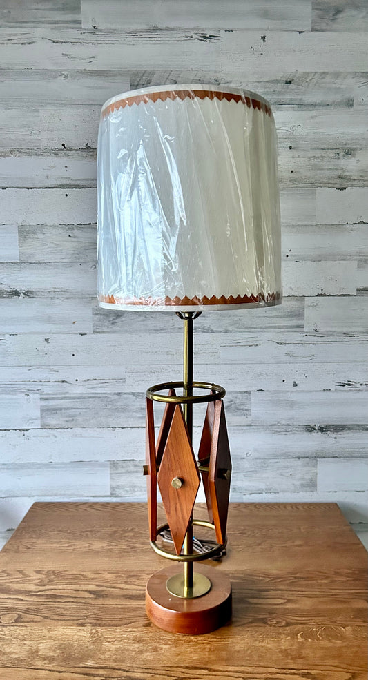 Vintage Mid Century Modern Teak Table Lamp