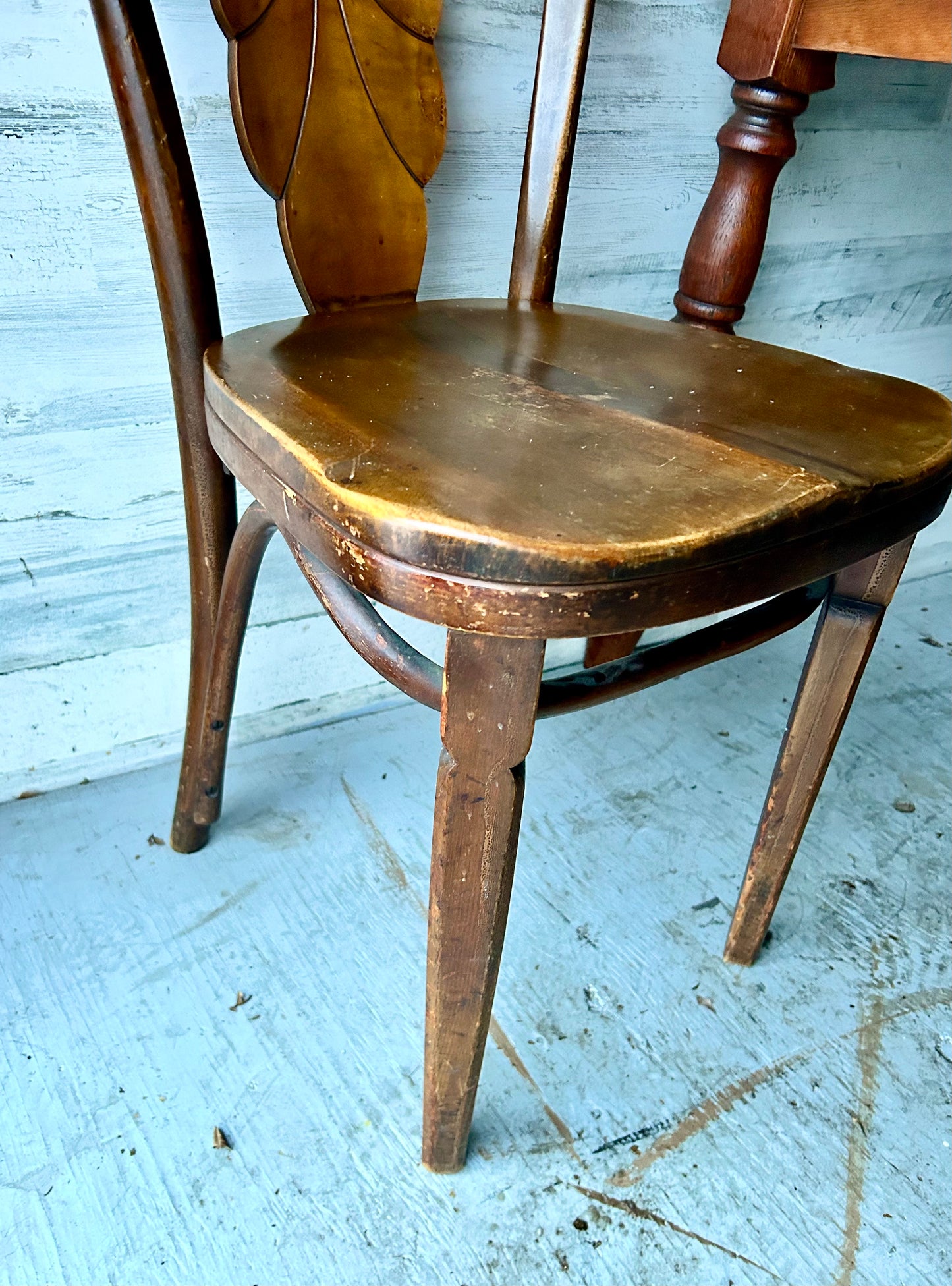 Antique Oak Wood Kitchen Table with Chairs