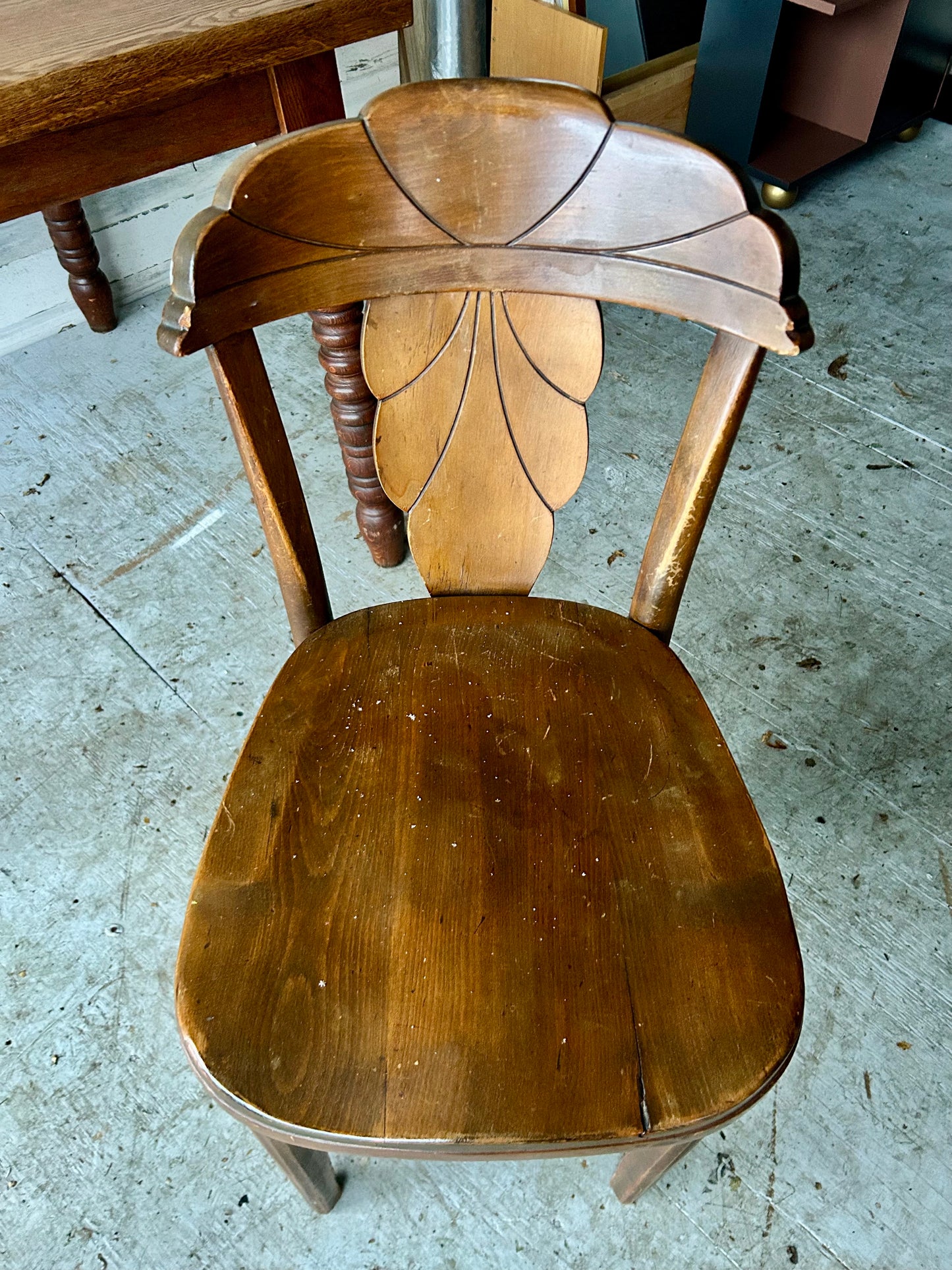Antique Oak Wood Kitchen Table with Chairs