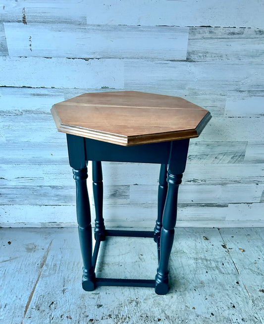 Vintage Wood Black Side Table