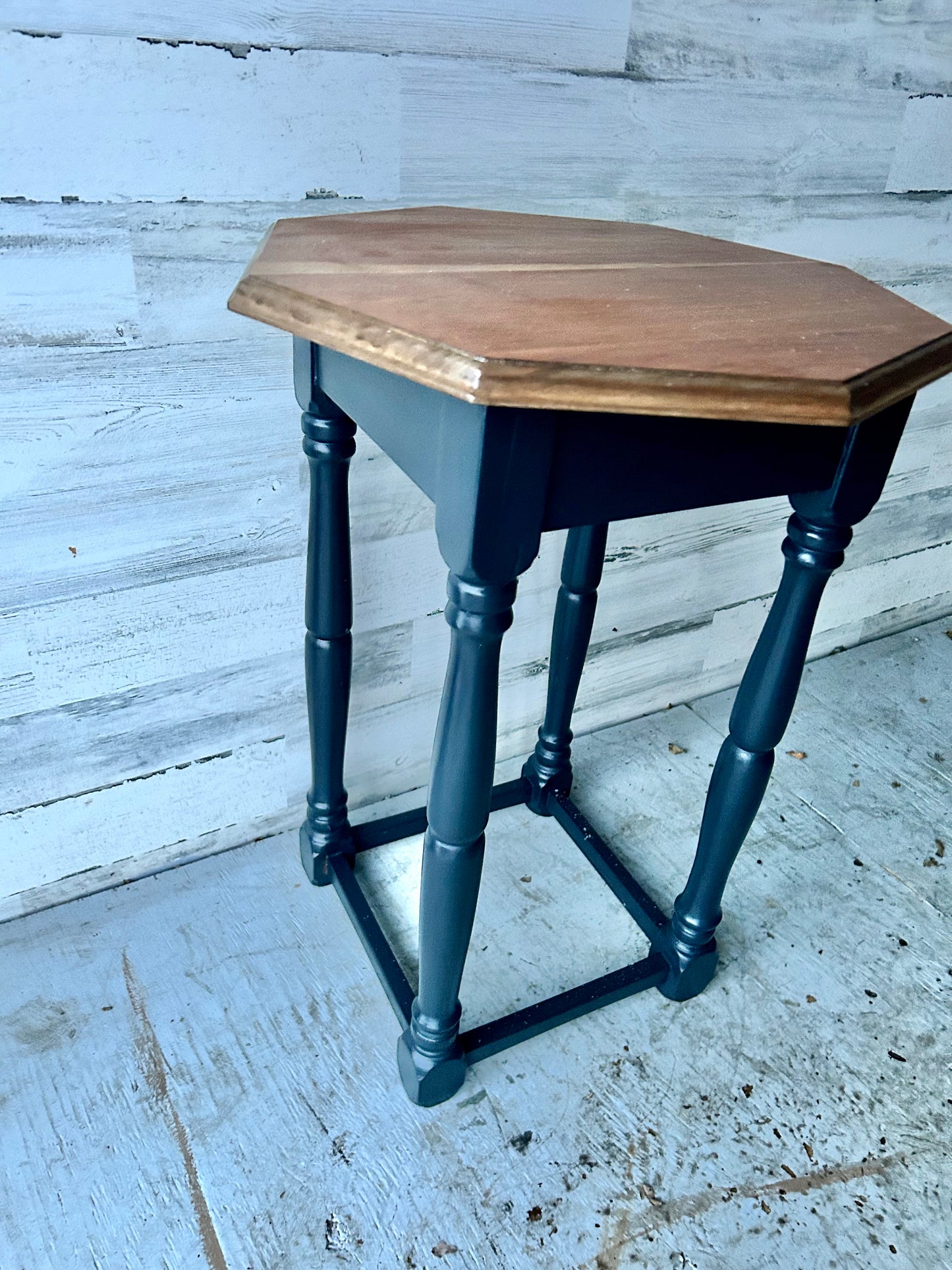 Vintage Wood Black Side Table