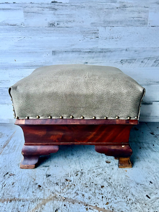 Antique Ostrich Leather Footstool