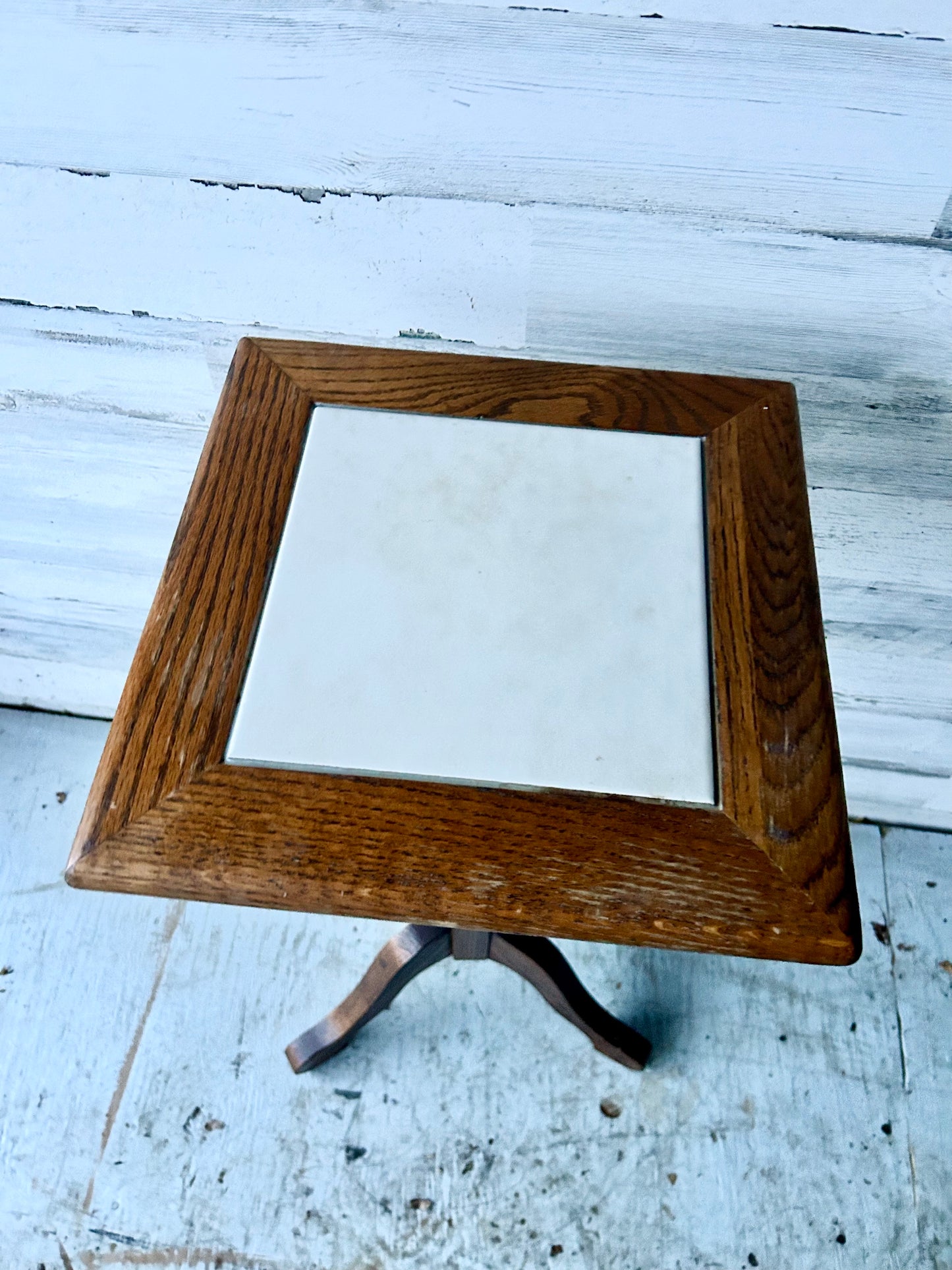 Vintage Wood and Tile Plant Stand