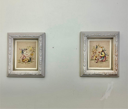 Vintage Hand Stitched Hummel Artwork