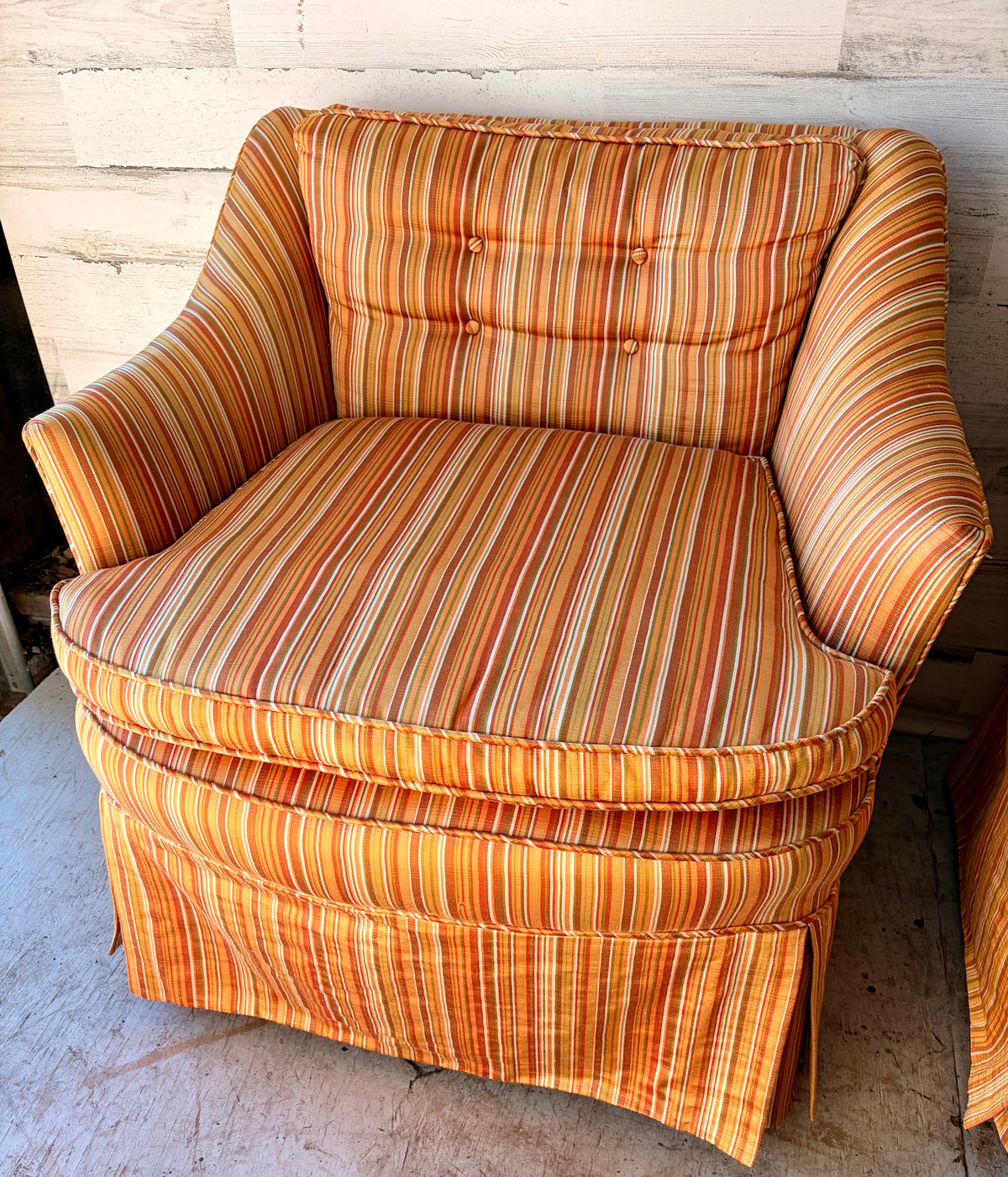 Vintage Mid Century Modern Stripe Arm Chairs
