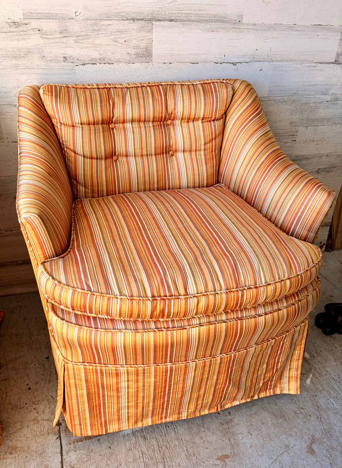 Vintage Mid Century Modern Stripe Arm Chairs
