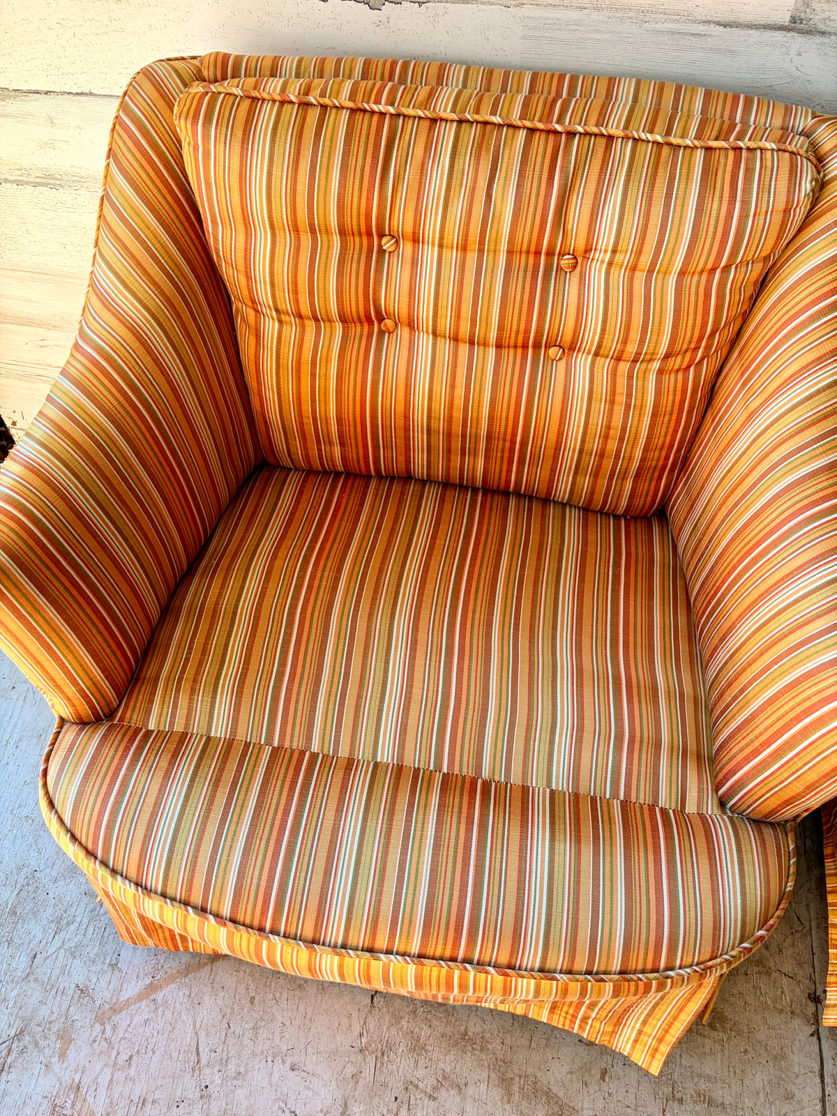 Vintage Mid Century Modern Stripe Arm Chairs