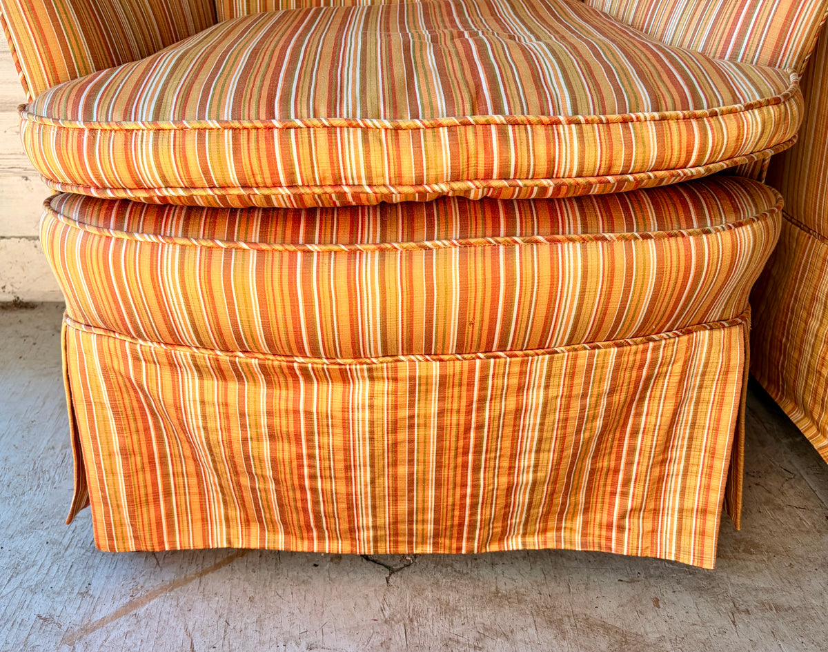 Vintage Mid Century Modern Stripe Arm Chairs