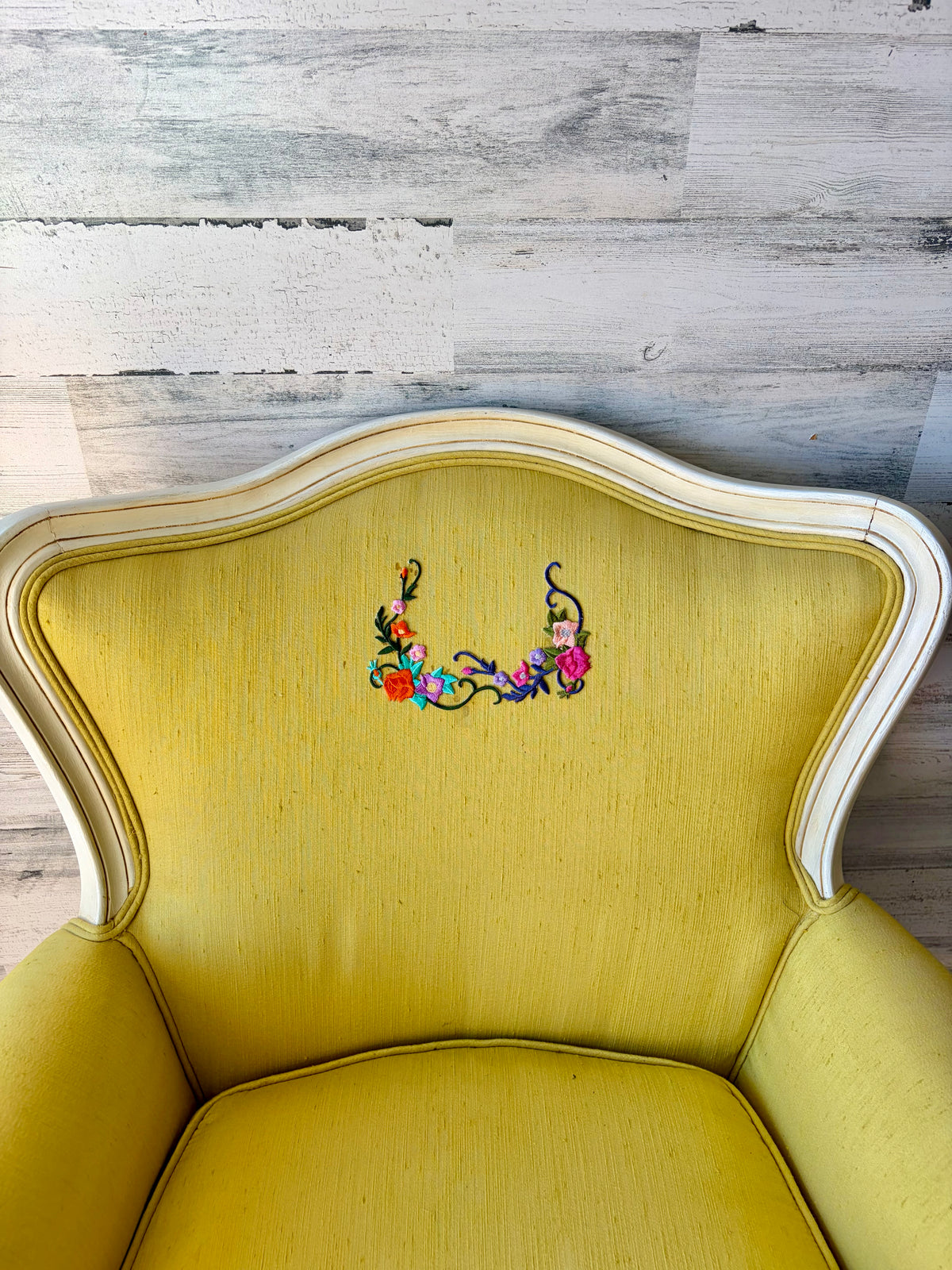 Vintage Yellow Silk Armchair