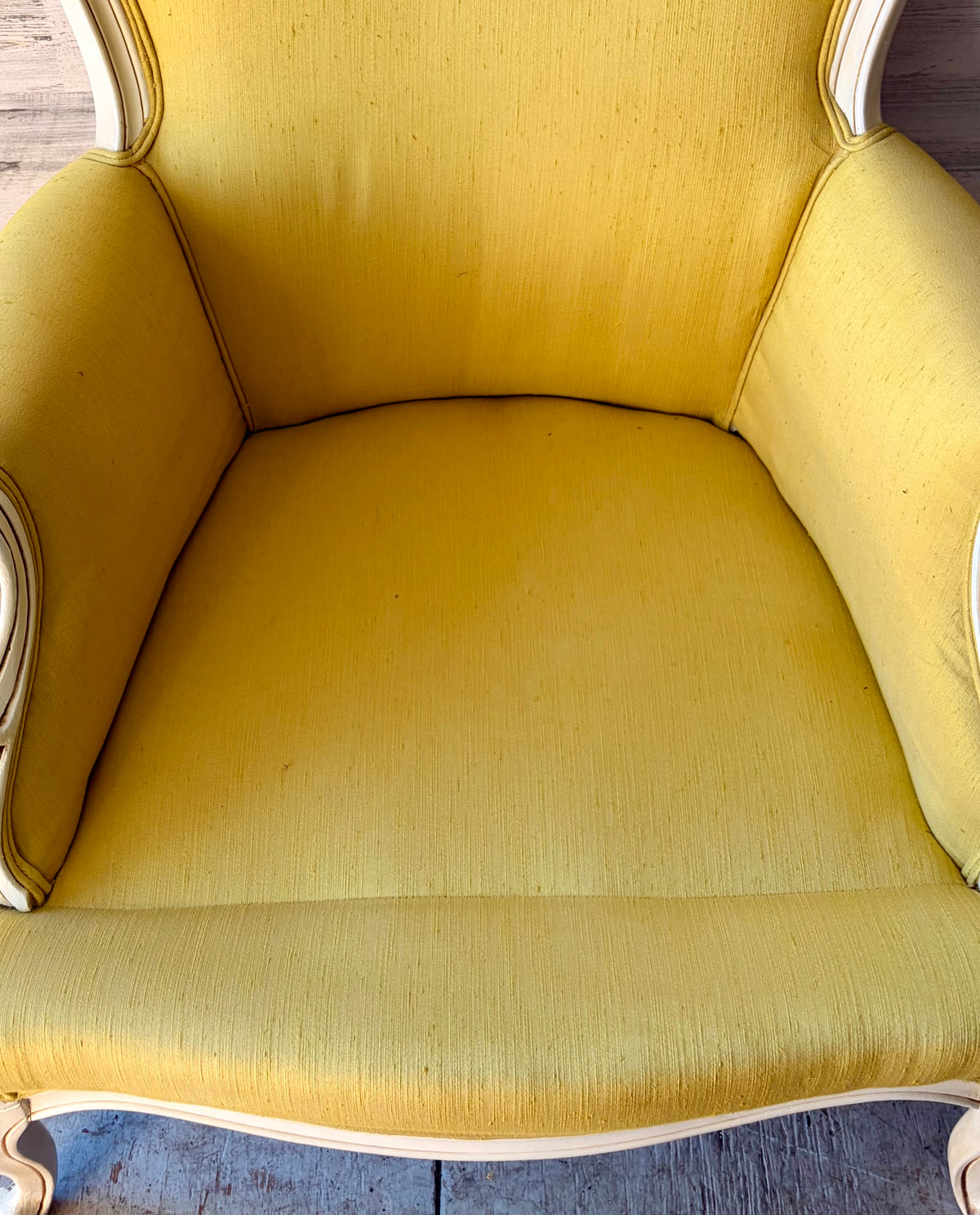 Vintage Yellow Silk Armchair
