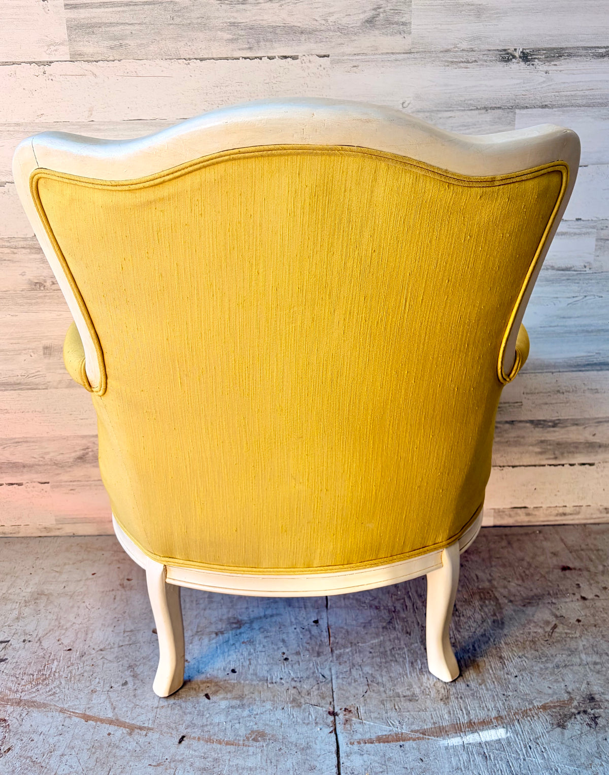 Vintage Yellow Silk Armchair