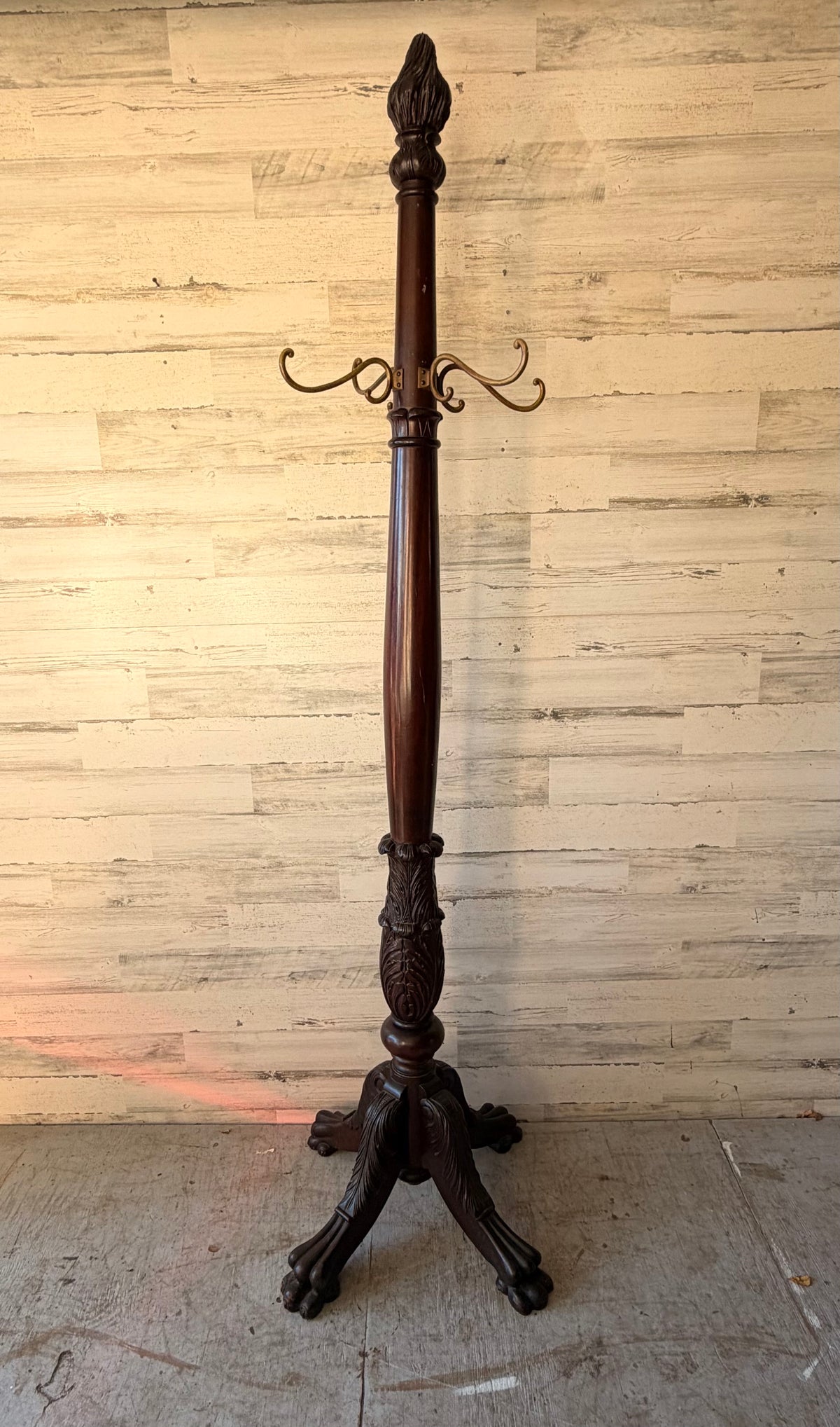 Antique Mahogany Wood Coat Rack