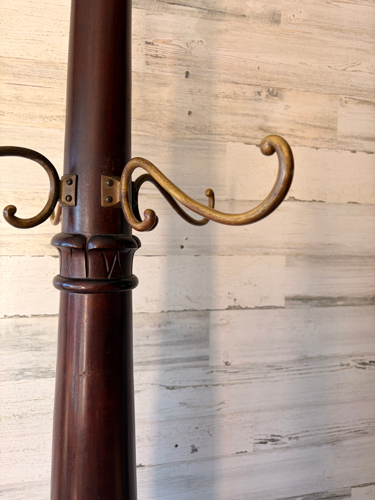 Antique Mahogany Wood Coat Rack