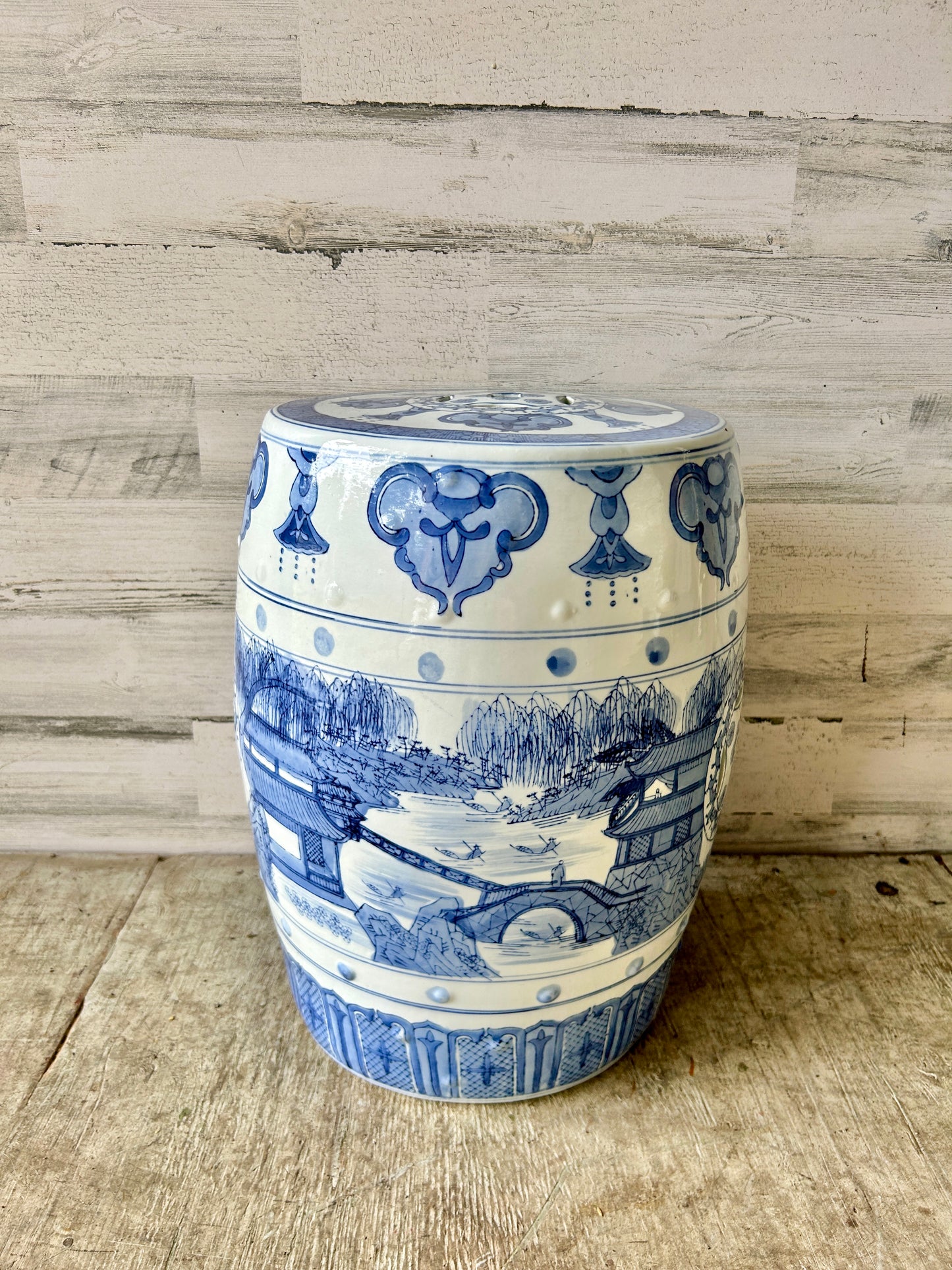 Asian Blue Porcelain Garden Seat