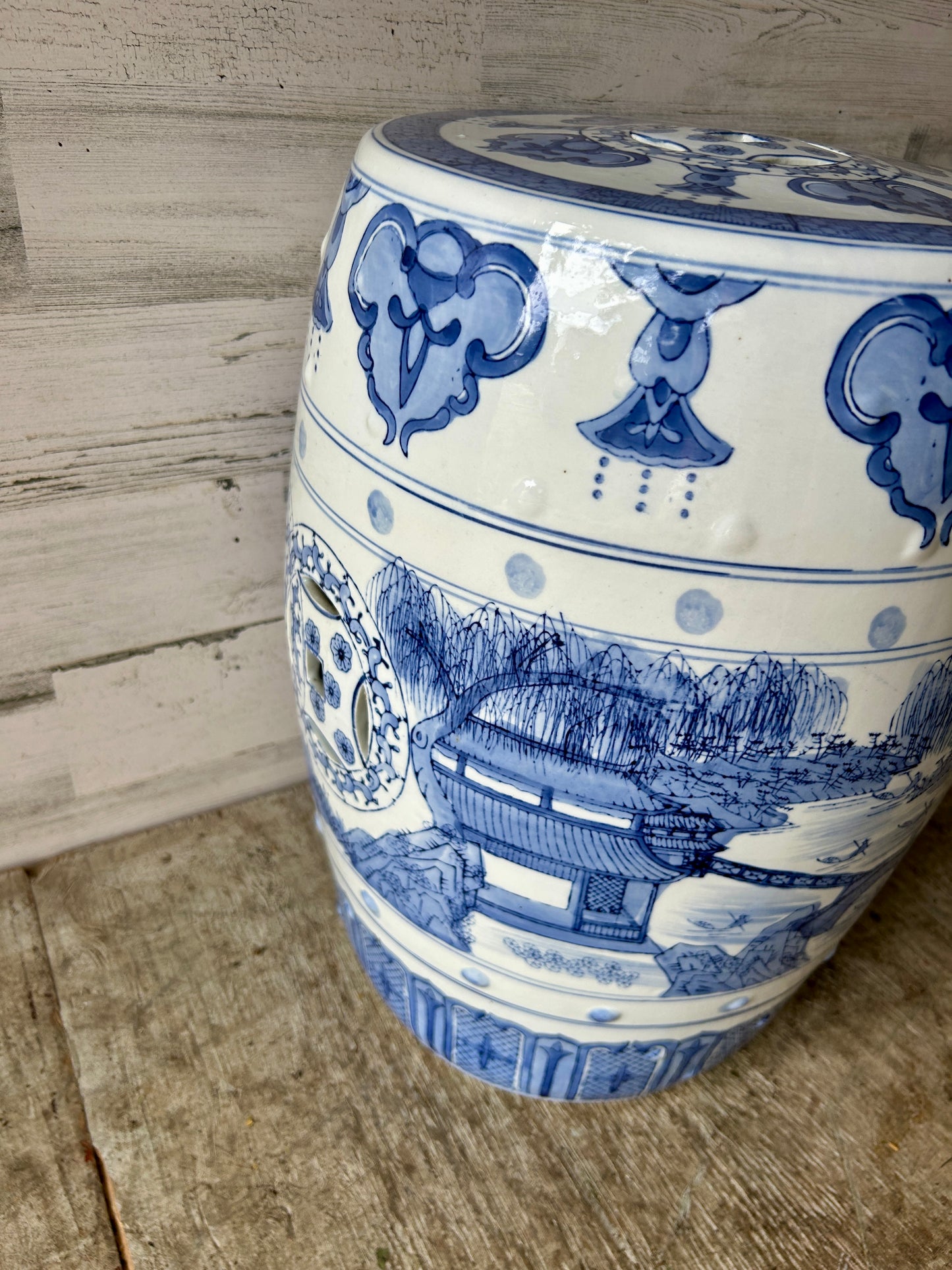 Asian Blue Porcelain Garden Seat