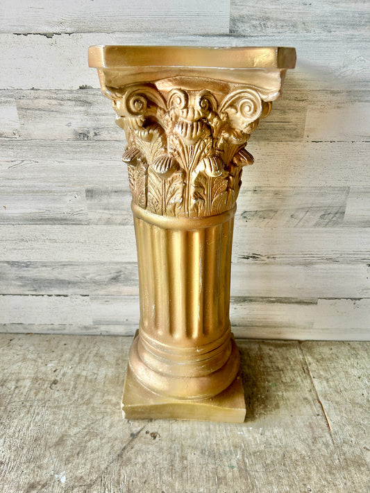 Vintage Plaster Gold Column Pedestal