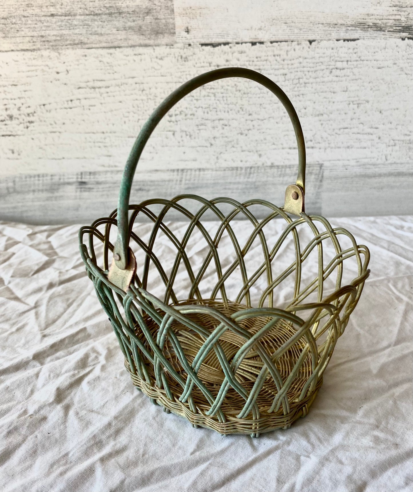 Brass Metal Tarnished Small Basket