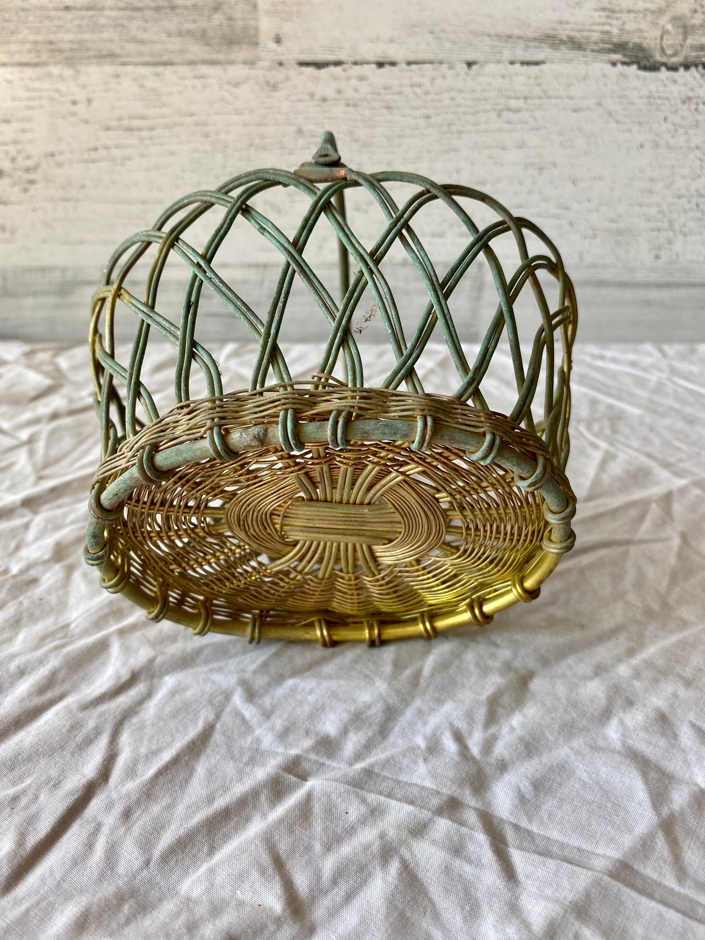 Brass Metal Tarnished Small Basket