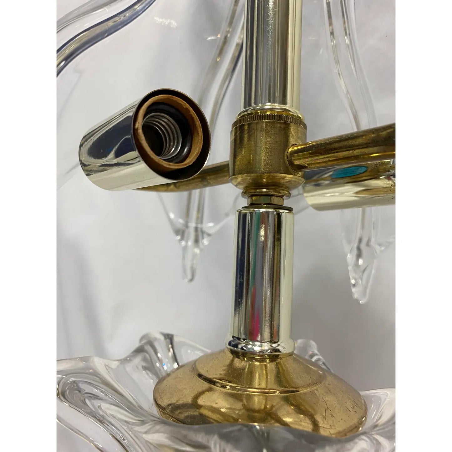 Hand Blown Glass and Brass Table Lamp